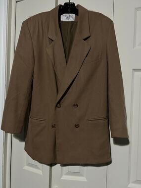 Vintage International Scene Blazer Womens 7/8 Brown Double Breasted 90s